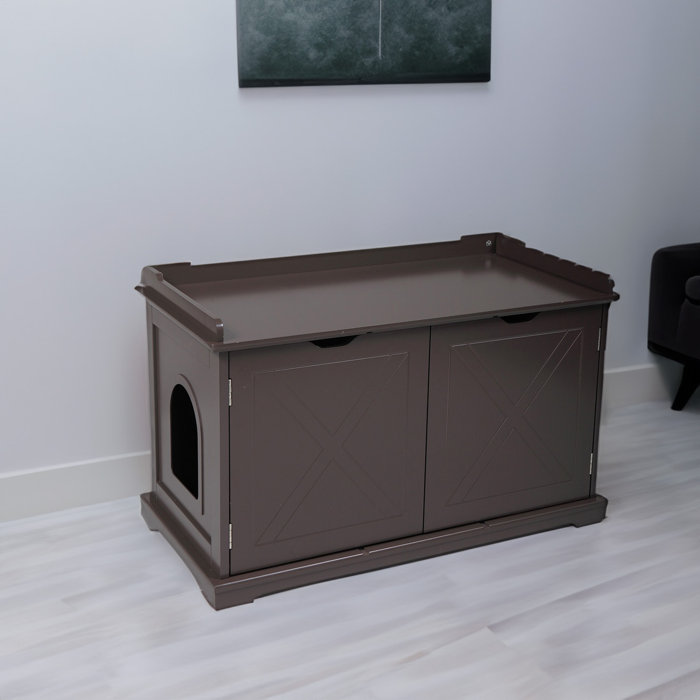 Tucker Murphy Pet™ Brown Cat Washroom Bench With Wood Litter Box Cover